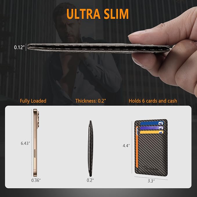 Travelambo Slim Minimalist Wallet for Men, RFID Blocking Credit Card Holder, Front Pocket ID Card Case, Gifts for Men, Husband, Boyfriend, Teenage - Image 3