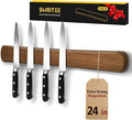 Magnetic Knife Holder, 24 Inch Acacia Wood Knife Strip for Wall or Fridge | Fridge Magnetic or Screw-Mounted, Strong Magnet Secures Knives, Space-Saving, Kitchen Knife Storage, Housewarming Gift by SWAITEE