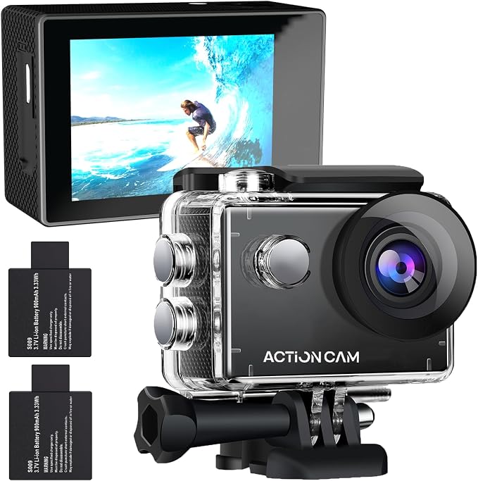 Xilecam Action Camera 1080P 30fps Sports Camera 40m/131ft Underwater Waterproof with 2 Batteries and Multi-Function Accessory by Xilecam