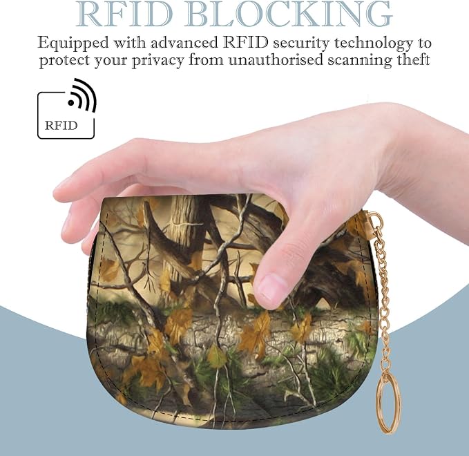 Women's Slim RFID Wallet – Compact Leather Card Holder Wallet for Women, 9 Card Slots RFID Blocking Credit Card Organizer, Small Travel Wallet - Forest Camouflage - Image 5