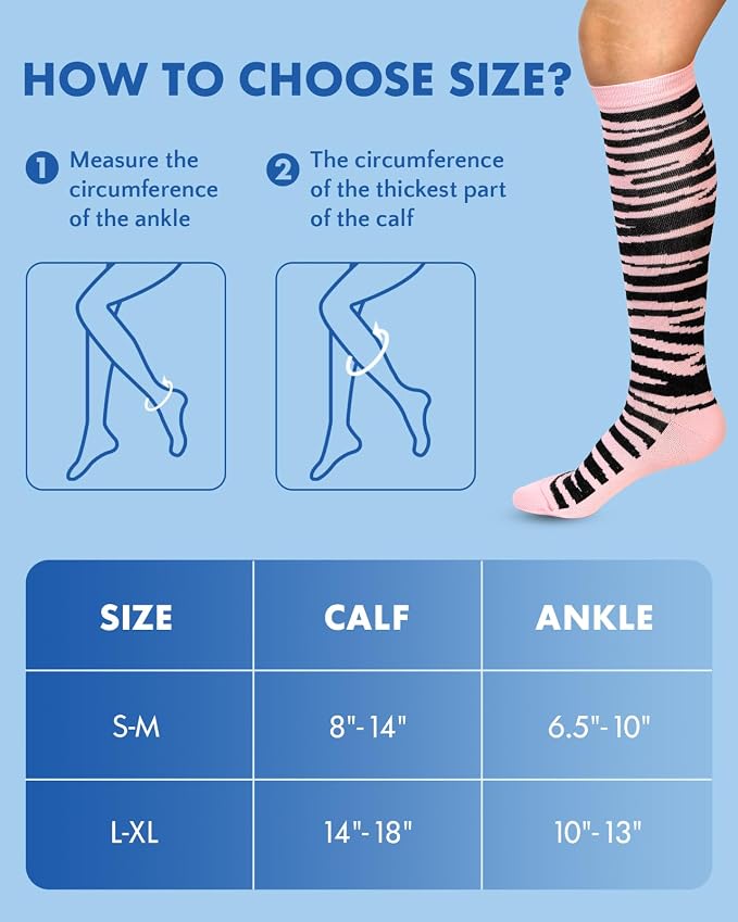 Compression Socks for Women 15-20 mmHg, 2 Pairs | Graduated Support, Knee High Fit, Polyester Stretch, Circulation Comfort, Nurses, Travel, Athletes, Flight, Daily, Patterned - Image 3