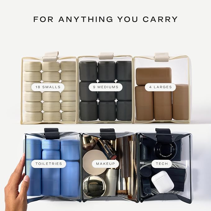 Cadence Parcel - Clear Travel Kit with Zipperless Magnetic Closure - Ink, Medium - Durable, Leak-Resistant and TSA Approved Toiletry Bag - Modular Organization - Recycled TPU (1 Qt) - Image 6