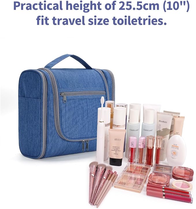 Narwey Hanging Toiletry Bag for Women Travel Makeup Bag Organizer Toiletries Bag Men for Cosmetics Essentials Accessories (Large, Navy Blue) - Image 4