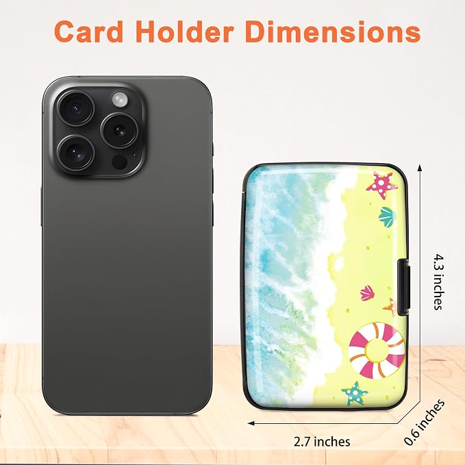 Mayski Credit Card Holder for Women RFID Blocking Wallet, Beach Bliss | Card Wallets for Women Small Mini Business Metal Accordion Aluminum Alloy Hard Case for Men - Image 5