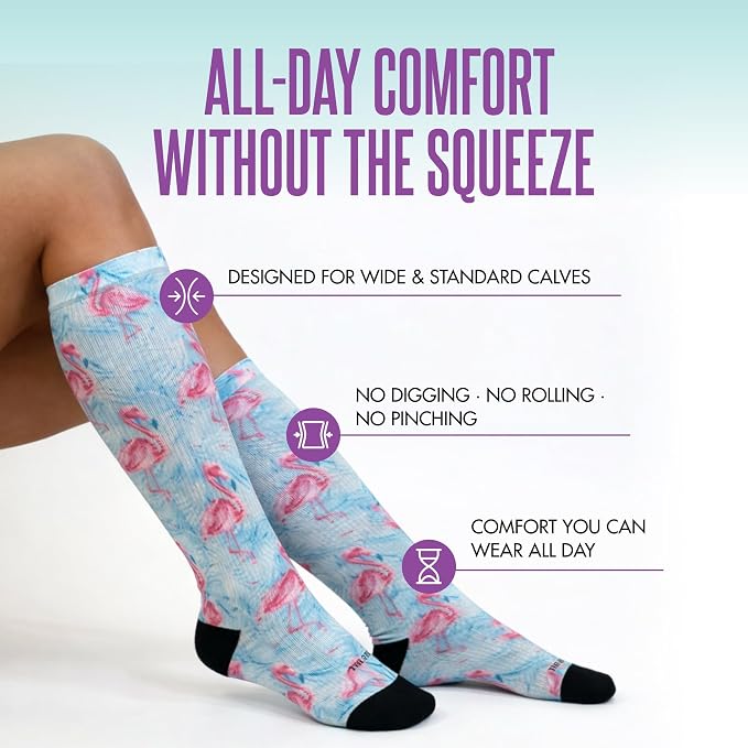 Crazy Compression Socks, Comfortable Support Socks for Recovery, Travel, Hiking, and Long-Hour Comfort w/Fun Designs - Image 2