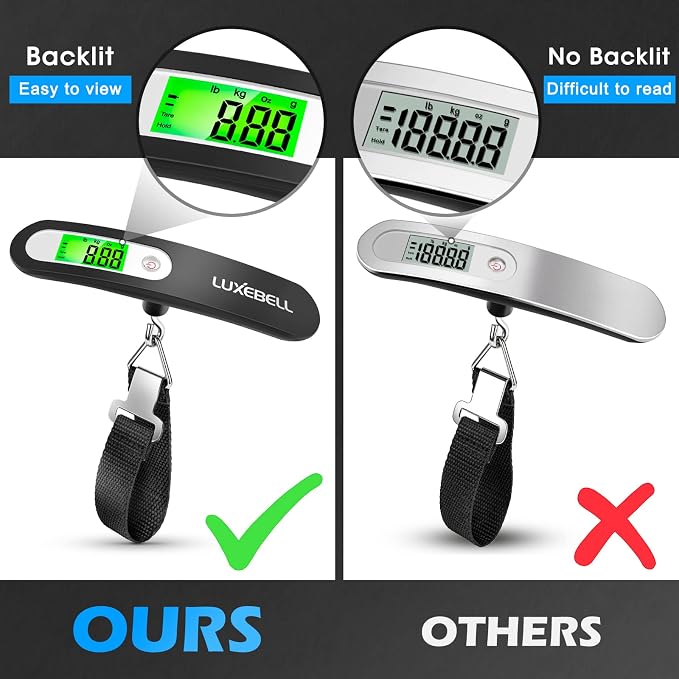 Digital Luggage Scale Vacation Travel Essentials Accessories Gifts for Traveler Portable Suitcase Handheld Weight Scale 110 lbs Hanging Baggage Travel Must Haves - Image 5