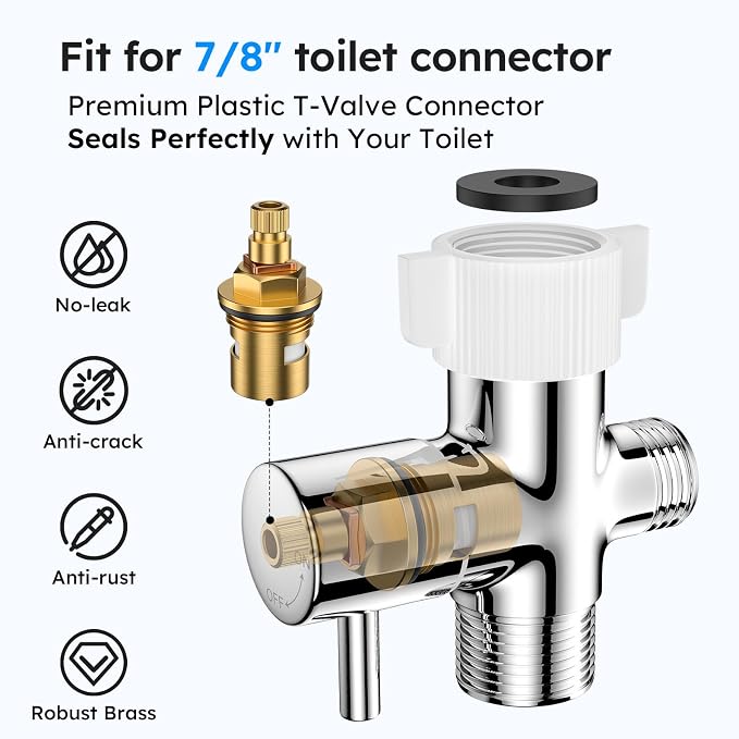 Arofa Handheld Bidet Sprayer, Bidet Attachment for Toilet, Chrome | Adjustabel Water Pressure, Leak-Free Hose, Fits Two-Piece Toilets, Feminine/Baby/Pet Wash, Cloth Diaper Rinse, Easy Install - Image 5