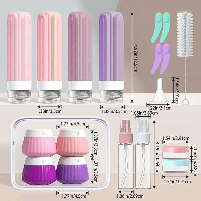 Travel Bottles Set 18 Pack, TSA Approved Leak Proof Silicone Travel Containers, Refillable Travel Size Containers for Toiletries, BPA Free, with Toiletry Bag for Shampoo Lotion Cream - Image 5