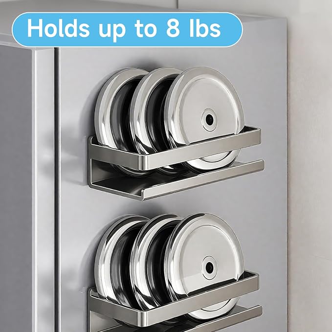 4 Pack Metal Magnetic Shelf, Small Kitchen Organization | Include Magnetic Spice Rack for Refrigerator,Magnetic Paper Towel Holder,Magnetic Hooks,Space-saving Storage rack - Image 3