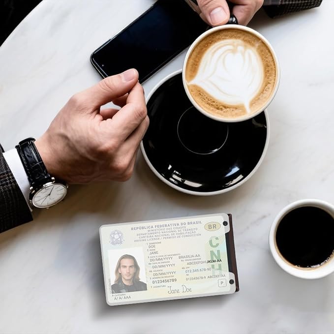 Wallet for Men Slim Pull Tab Metal RFID Blocking Credit Card Holder with ID Window & Cash Strap - Compact Front Pocket Design Holds 1-10 Cards (3.62x2.36x0.47in) (Coffee) - Image 6