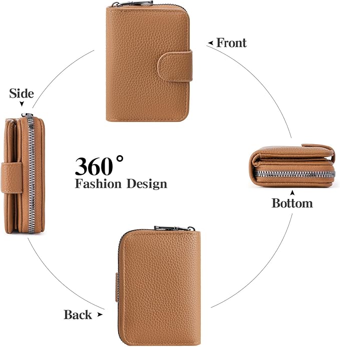 Credit Card Holder for Women Small Leather RFID Blocking Security Card Wallet with ID Window - Image 4
