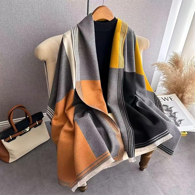 WaJuemy Winter Scarf for Women Dressy Evening Pashmina Shawl Wraps Open Front Poncho Blanket Fashion Travel Shawls Cape Wrap - Image 2