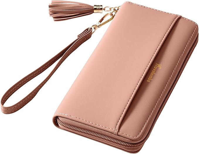 Travelambo Wristlet Wallet Women RFID Bifold Large Capacity Clutch Purse | Tassel, Zipper Coin Pocket, Card Holder Wallet, Gifts for Women by Travelambo