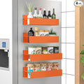 HuggieGems Metal Magnetic Spice Rack for Refrigerator Orange, 4 Pack | Magnetic Shelves Heavy Duty for Fridge in Kitchen, Seasoning Storage Organizer, For Oven Washer and Dryer, For Heavier Items by HuggieGems