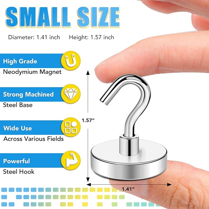 Magnetic Hooks for Cruise Cabins, 150LBS, 12 Pack, Silver | Cruise Essentials 2026, Heavy Duty Magnets Hooks for Refrigerator, Storage, Grill, Hanging and Kitchen - Image 2