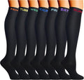 7 Pairs Copper Compression Socks for Men Women 20-30 mmHg Knee High Socks | S/M to XXL Fit, Copper Fiber, Graduated Compression, Circulation Support, Moisture Wicking, Tired Legs & Swelling Relief by DoubleCouple