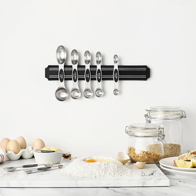 Spring Chef Stainless Steel Magnetic Measuring Spoons Set of 8, Black | Dual Sided Metal Teaspoon & Tablespoon Measuring Spoons with Leveler for Dry & Liquid Ingredients, Nesting, Dishwasher Safe - Image 8