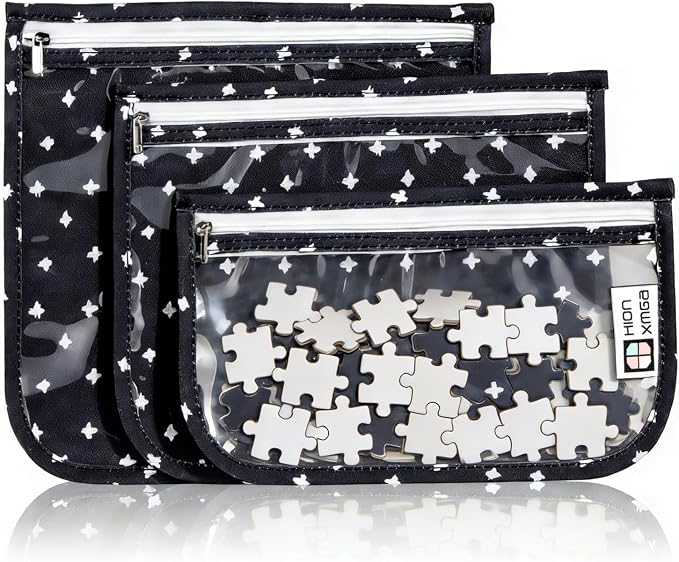 HIONXMGA Set of 3 Clear Travel Toiletry Bag, TSA Approved, Quart Size S/M/L | Clear Front Zipper Pouches Waterproof Cosmetics Bags for Women Kids Toiletries Baby Essentials Well-Organized Carry, PlusXX by HIONXMGA