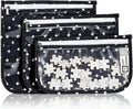 HIONXMGA Set of 3 Clear Travel Toiletry Bag, TSA Approved, Quart Size S/M/L | Clear Front Zipper Pouches Waterproof Cosmetics Bags for Women Kids Toiletries Baby Essentials Well-Organized Carry, PlusXX by HIONXMGA