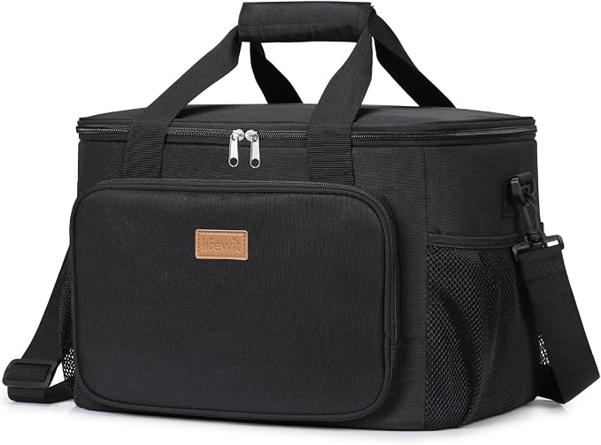 Lifewit Medium Lunch Bag Insulated Lunch Box Soft Cooler Cooling Tote for Adult Men Women, Black 48-Can (33L) by Lifewit