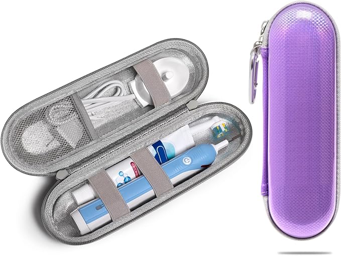 Nincha Hard Shell EVA Electric Toothbrush Case - Waterproof, Shockproof, Moisture Resistant, Large Size Fits Oral-B iO, Pro, Smart Series, Philips Sonicare (Purple) by Nincha