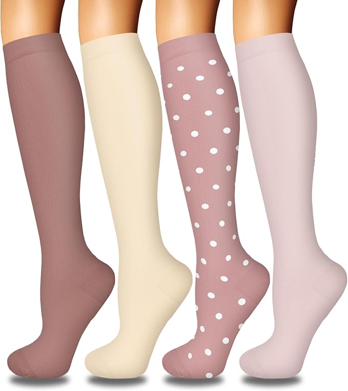 4 Pairs Compression Socks for Women Circulation-Best Support for Nurses,Running,Athletic,Travel by Iseasoo