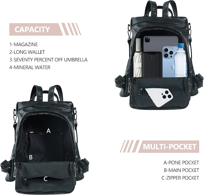 Small Women Backpack Purse PU Leather Anti-theft Casual Shoulder Bag Fashion Ladies Satchel Bags - Image 7