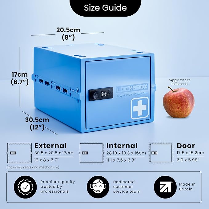 Lockabox One™ | Premium Medicine Lock Box | Medium Medication Lock Box With Code For Medicines, Vitamins & Supplements | External Size 12 x 8 x 6.6 inches (Medi Blue) - Image 4
