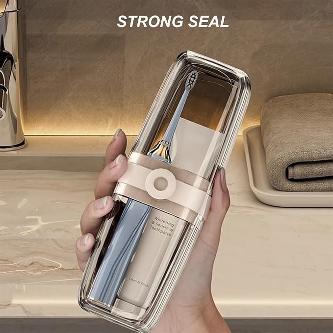 Toothbrush Travel Case Portable Clear Grey Toothbrush Holders with Cover, Leakproof Toothbrush & Toothpaste Holder for Traveling School Camping Business Trip Bathroom - Image 2