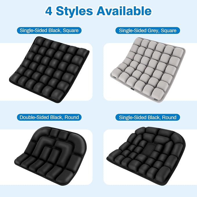 Inflatable Seat Cushion, Airplane Seat Cushion for Long Flights | Travel Seat Cushion | Office Chair | Wheelchair | Press-to-Inflate | Sciatica Pain Relief | Portable | Storage Bag - Image 2