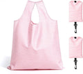 2 Pack Reusable Shopping Bag, Foldable Grocery Bags, Pink | Large Capacity, Washable, Grocery Tote, Utility Travel Shoulder Bag by MOLOVACase