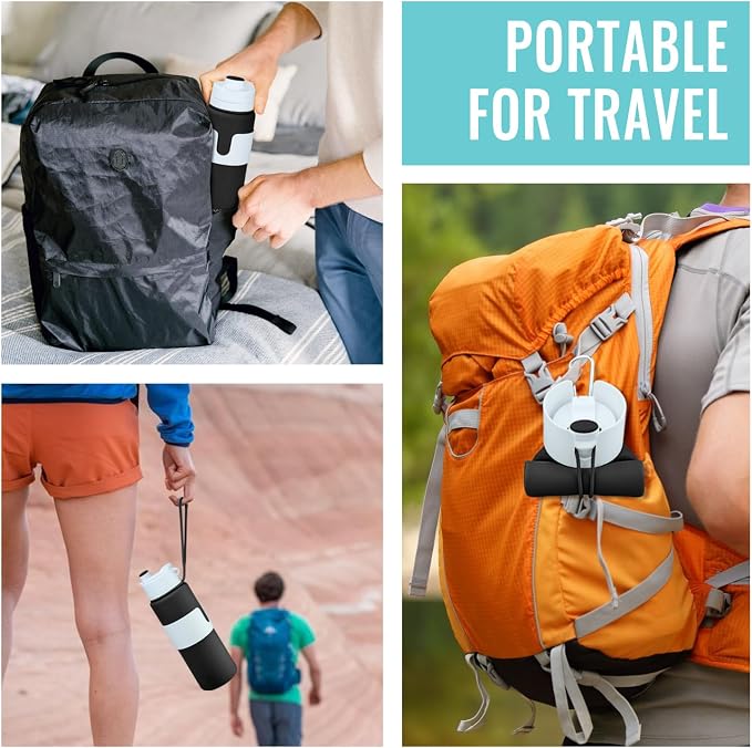 Nefeeko Collapsible Water Bottle, BPA Free 26oz Silicone Water Bottles | Foldable Water Bottles for Travel Sports, Leak-Proof Spill-Proof Portable Water Bottle with Carabiner, Lightweight - Image 6
