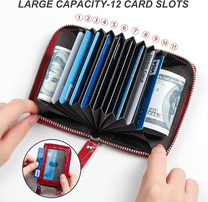 Credit Card Wallet, RFID Card Case Wallet, Zipper Card Cases Holder for Men Women, RFID Blocking, KeyChain Wallet, Compact Size Card Organizer Case for Women - Image 4