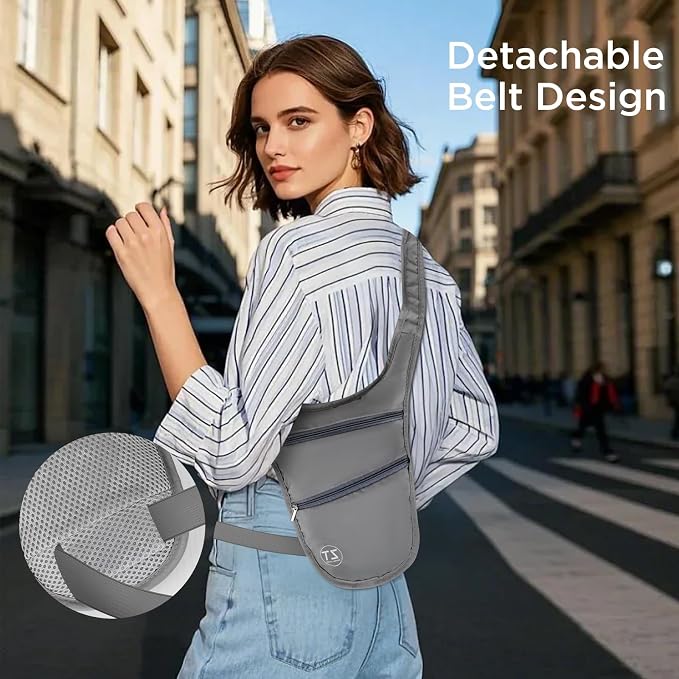 Crossbody Bag for Men Women Anti-Theft Money Belt for Travel Hidden Slim Passport Holder Mini Sling Bag Chest Belt Under Clothes to Protect Cash, Credit Cards, Phone - Image 5