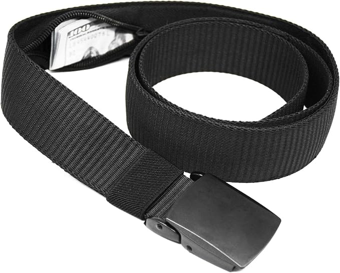 Money Belts for Travel for Men, Nylon Military Tactical Mens with Zinc Alloy Buckle, Security Money Belt with Hidden Money Pocket - Black by AIKELIDA
