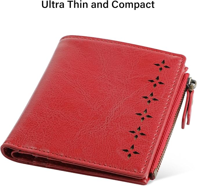 Ultra Thin Small Compact Leather Womens Girls Wallets RFID Blocking Credit Card Holder for Women - Image 3