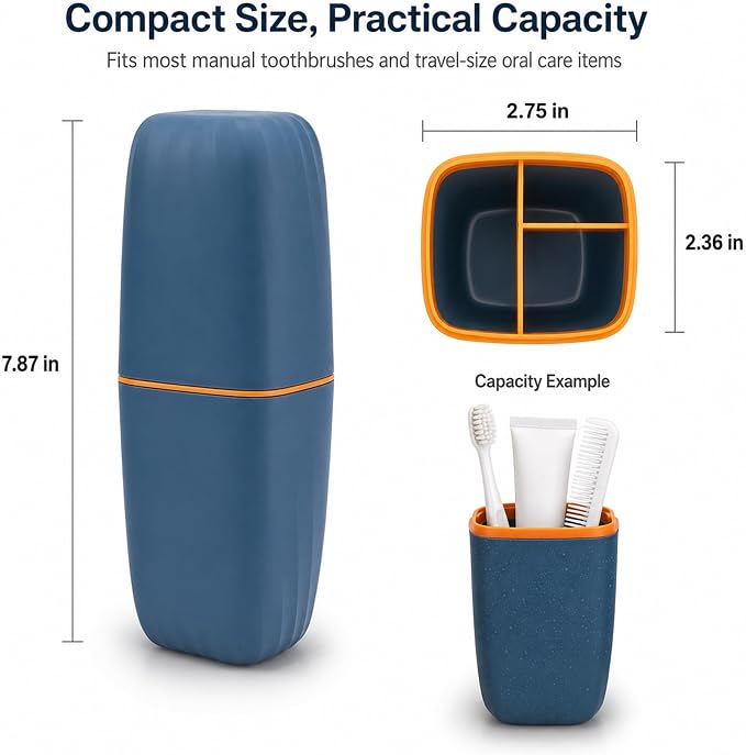 Toothbrush Travel Case, 2 in 1 Holder and Rinse Cup with Cover | 7.87 - Image 5