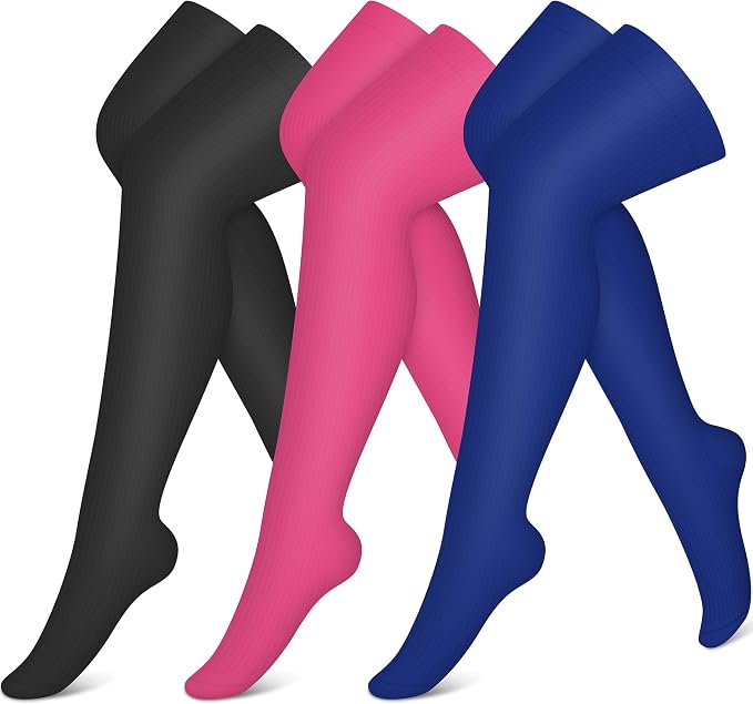 CHARMKING 3 Pairs Thigh High Compression Socks for Women and Men 15-20 mmHg Boost Circulation and All Day Comfort by CHARMKING