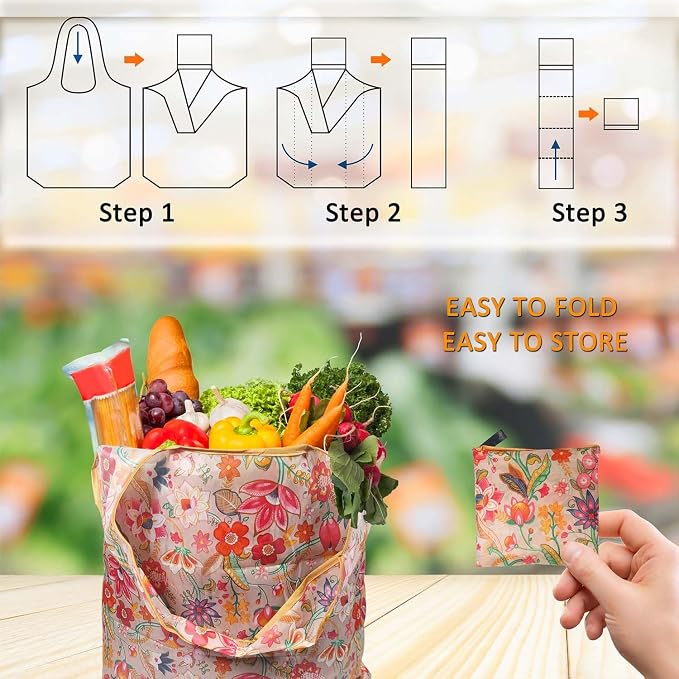 Reusable Grocery Bags, Versatile Tote Bag For Women Gift, Bulk Stylish Foldable Shopping Totes With Handles, Practical Use Ideal For Storage, Travel & Beach - Image 4