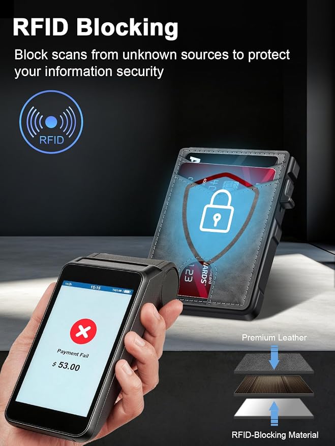 Wallet for Men RFID Blocking Wallet for 10-12 Cards Slim Bifold Minimalist Smart Pop Up Wallet with Money Clip Inside & ID Window Compact Front Pocket Metal Credit Card Holder Birthday Gifts for Men - Image 3