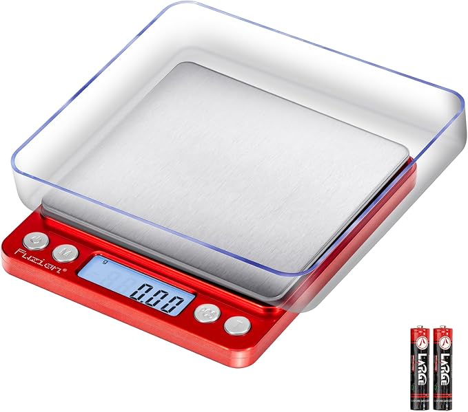 Fuzion Digital Scale .01 Gram Accuracy, 500g Small Kitchen Food Scales | 2 Trays Included for Jewelry, Gold, Herb, Powder, Spice, Coffee, Coin - Weight Gram and Oz by Fuzion%C2%AE