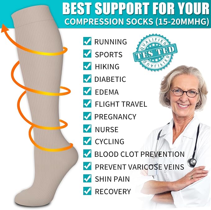 Copper Compression Socks for Women & Men (6 pairs) - Best Support for Nurses, Running, Hiking, Recovery - Image 5