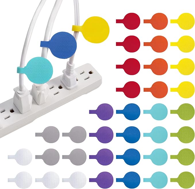 Cable Labels - Wrap-It Storage - Circles, Multi-Color (36-Pack) - Color Coded Labels for Organizing, Wire Tags Write on Surface for Labels for Charging Cords and Electronics | Color Coded Labels for Organizing, Wire Tags Write on Surface for Labels for... by Wrap-ItStorage