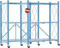 DEANIC 3 Tier Foldable Storage Shelves with Wheels, Kitchen Appliance Stand, Freestanding Metal Wire Shelf Rack, No Assembly Organizer Rolling Cart for Garage, Basement, Pantry(Blue Pack of 2) by ShowNow