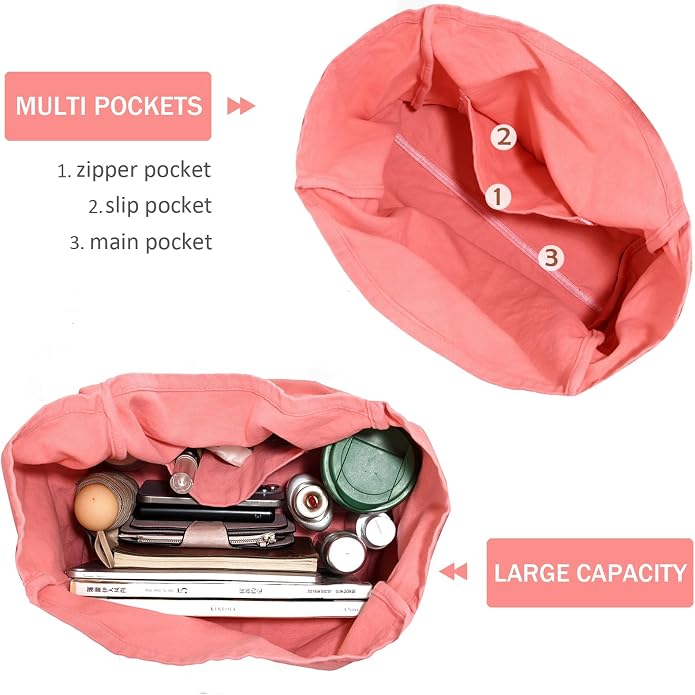 Canvas Tote Bag for Women Large Hobo Shoulder Bag for Work Travel Casual Message Bag Tote Purse handbags - Image 4