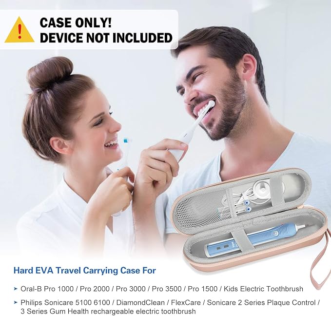 ProCase Toothbrush Travel Case for Oral-B & Sonicare -Rosegold | Fits Oral-B Pro/IO Series & Sonicare, Hard EVA Cover, Storage Bag Holder with Mesh Pocket - Image 2