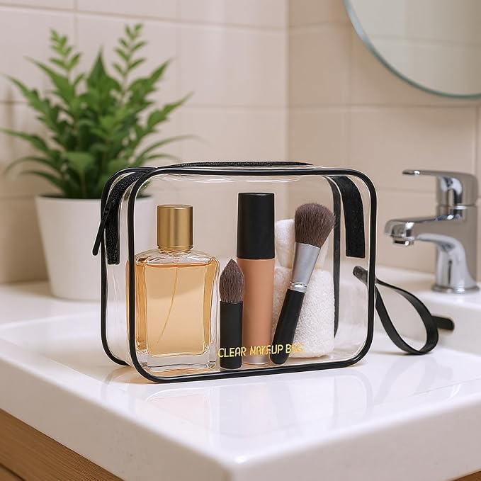 Icramsy Clear Makeup Bag,2 Pack TSA Approved Toiletry Bag for Women & Men | Portable Handheld Design, Waterproof, Airport Airline Compliant, Clear Toiletry Cosmetic Bag - Image 7