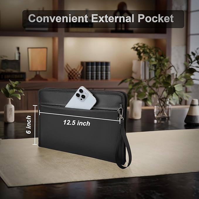 Fireproof Document Bag with Lock，13"×9.2" Fireproof Money Bag，with Zipper and Lock，Suitable for Tablets, A4 Documents, Cash, Mobile Phones, Credit Cards and Notarized Documents. - Image 5