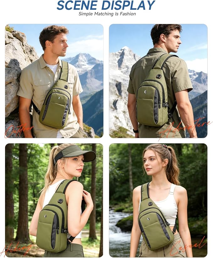 Anti-Theft Tactical Sling Bag for Men&Women, Water Resistant Crossbody Mini Backpack, Travel Hiking Lightweight Chest Pack,Built-in Audio Port, Reversible Strap, Fits 11 inch iPad & Switch 2 - Image 2