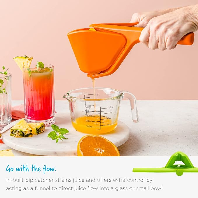 Dreamfarm Fluicer Fold-Flat Citrus Juicer - Orange | Easy, manual fresh orange juice squeezer with pip catcher, suits all citrus fruits, compact storage, 11" - Image 7